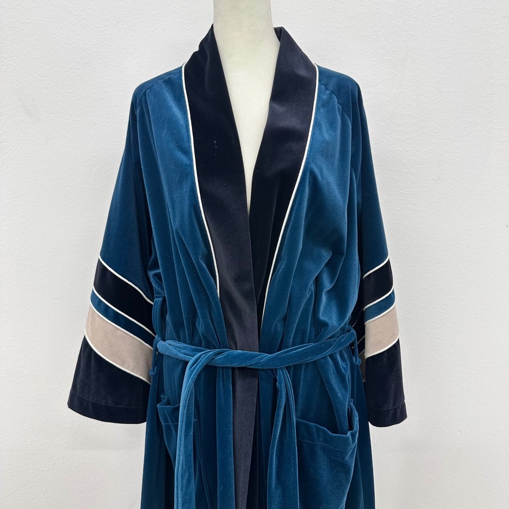 VTG Christian Dior Monsieur Robe Velour Belted Green/Tan One Size Y2K USA Lounge